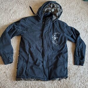 Vintage Y2K Metal Mulisha Large Embroidered Skull Graphic Front Zip Up Hoodie
